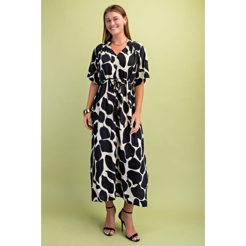 Gigio Gigio Giraffe Print Midi Dress