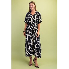 Gigio Gigio Giraffe Print Midi Dress
