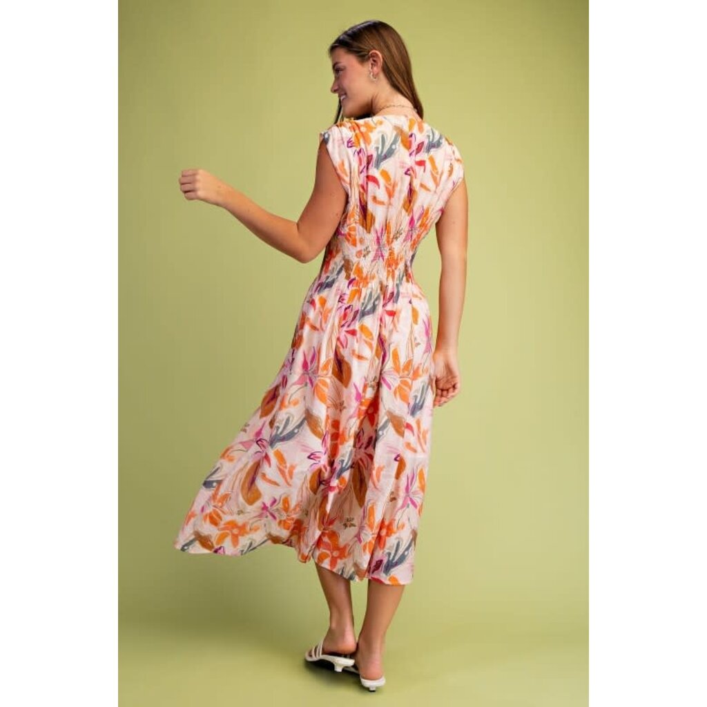 Gigio Gigio Floral Print Cap Sleeve Midi Dress