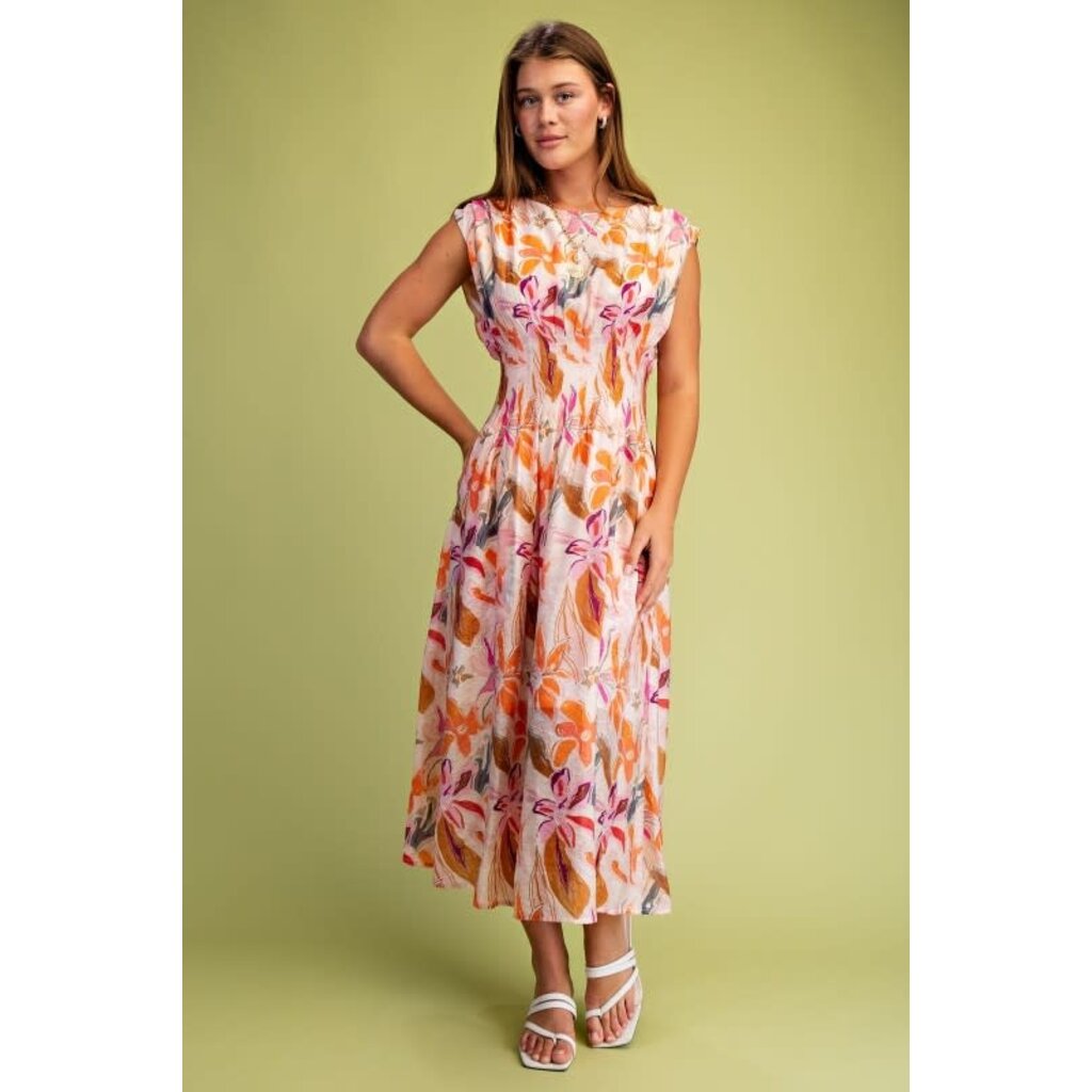 Gigio Gigio Floral Print Cap Sleeve Midi Dress