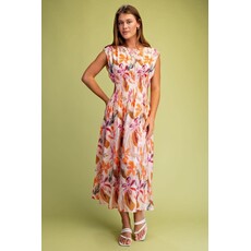 Gigio Gigio Floral Print Cap Sleeve Midi Dress