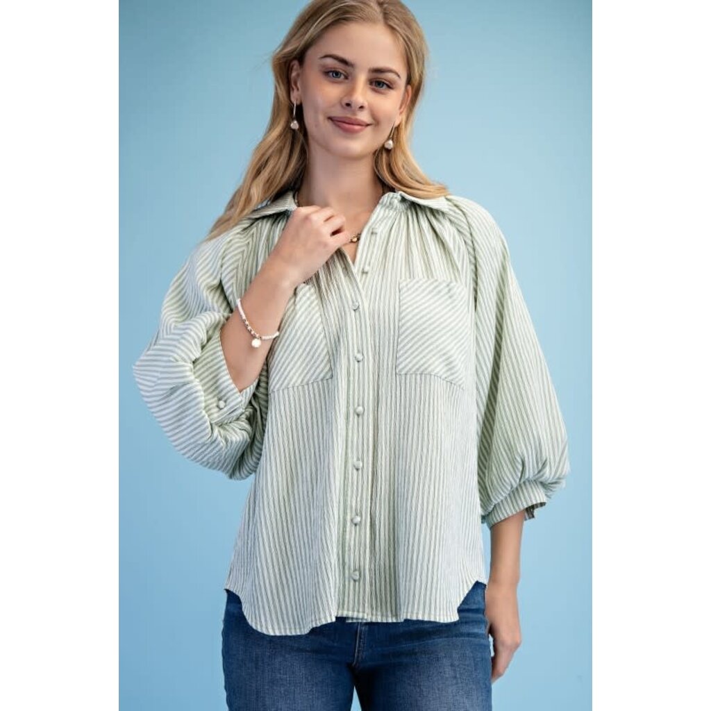 Gigio Gigio Striped Balloon Sleeve Blouse