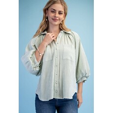 Gigio Gigio Striped Balloon Sleeve Blouse