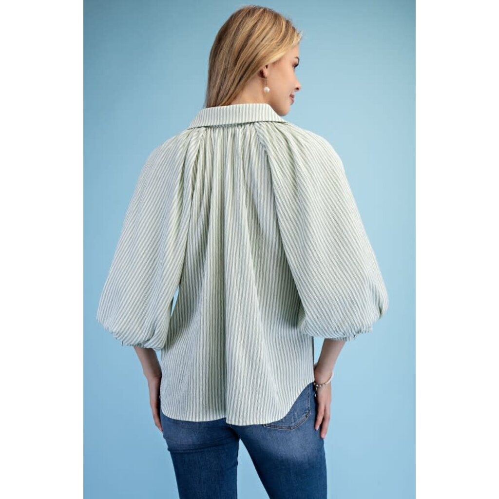 Gigio Gigio Striped Balloon Sleeve Blouse