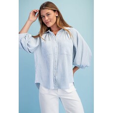 Gigio Gigio Striped Balloon Sleeve Blouse