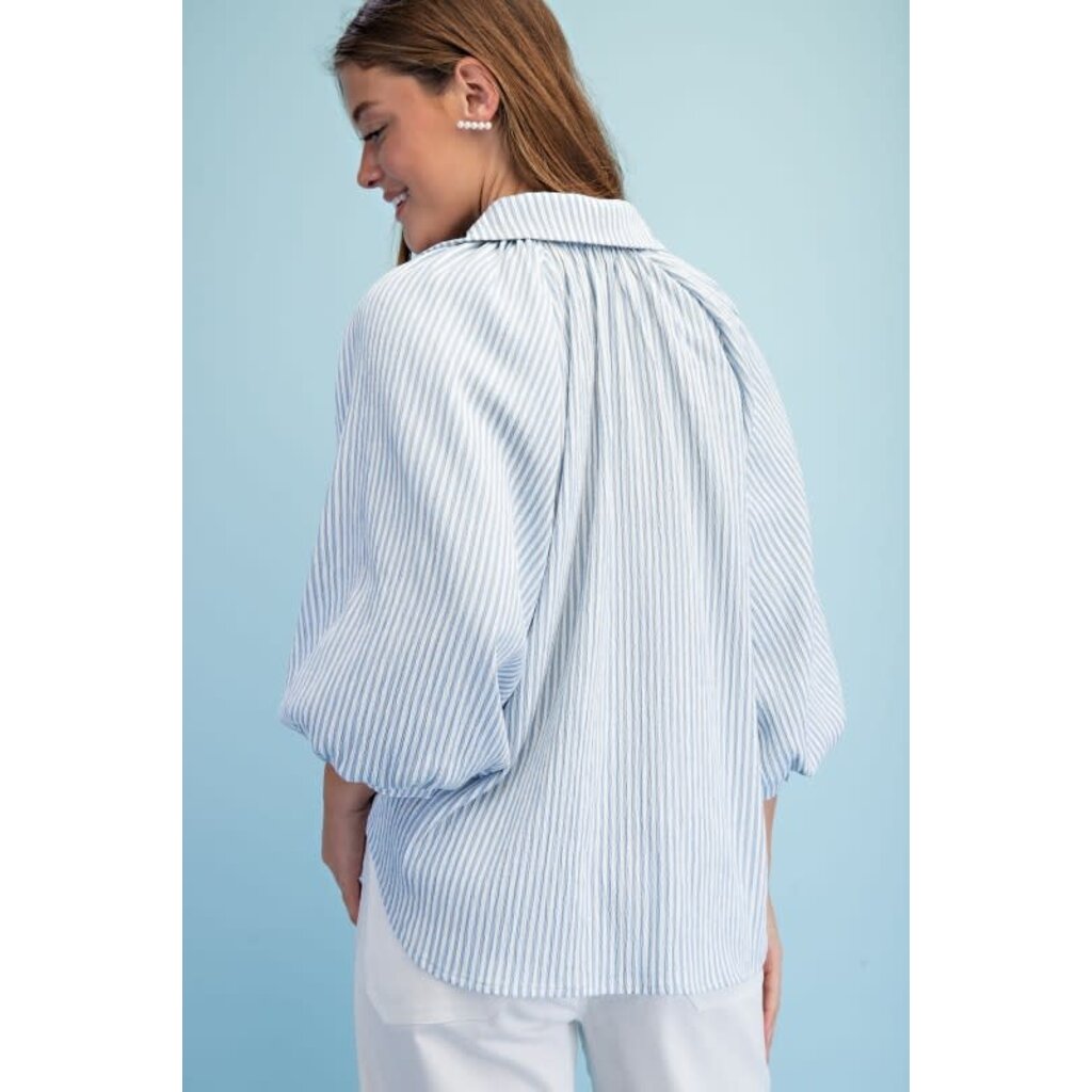 Gigio Gigio Striped Balloon Sleeve Blouse