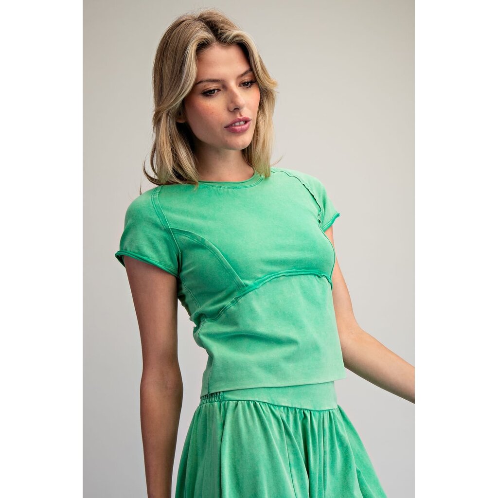 ee:some ee:some Mineral Washed Solid Cropped Tee