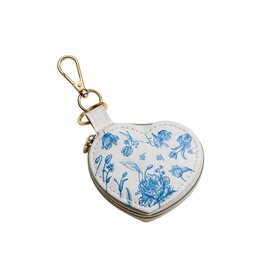 Wona Floral Print Heart Shaped Jewelry Case Key Chain