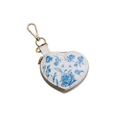 Wona Floral Print Heart Shaped Jewelry Case Key Chain