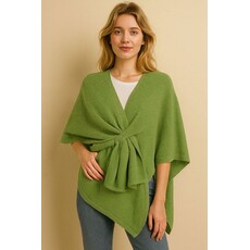Wona Wona Front Tie Textured Knit Wrap Shawl Poncho