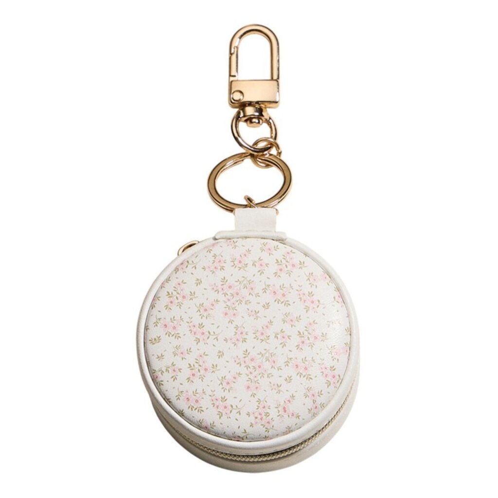 Wona Wona Floral Round Shaped Travel Jewelry Case Key Chain