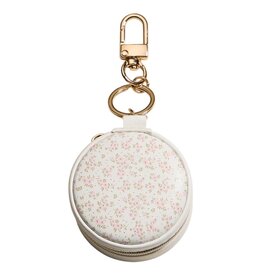 Wona Floral Round Shaped Travel Jewelry Case Key Chain