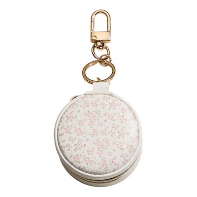 Wona Floral Round Shaped Travel Jewelry Case Key Chain