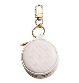 Wona Bow Striped Round Shaped Jewelry Case Keychain