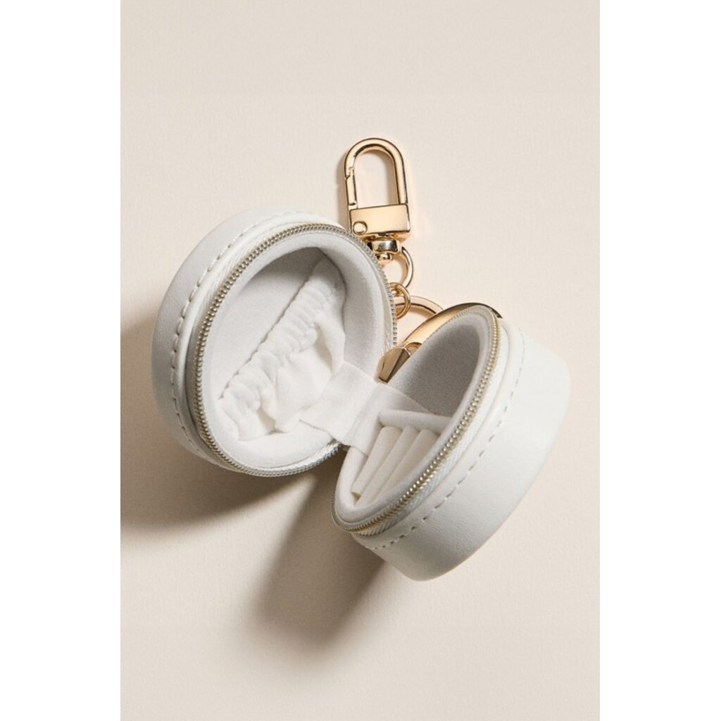 Wona Wona Bow Striped Round Shaped Jewelry Case Keychain