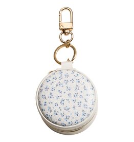 Wona Floral Round Shaped Travel jewelry Case Keychain