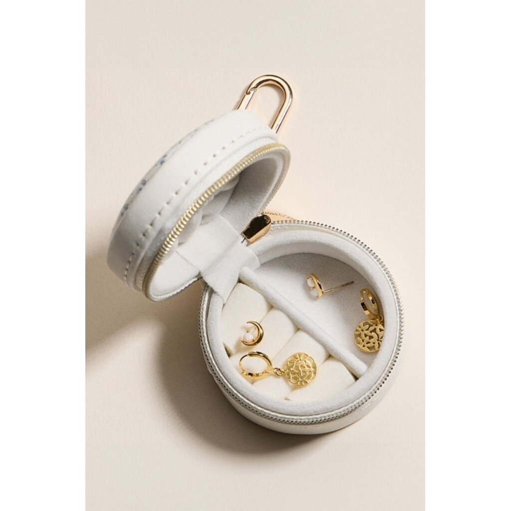 Wona Wona Floral Round Shaped Travel jewelry Case Keychain