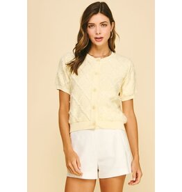 Pinch Textured Diamond Pattern Knit Cardigan