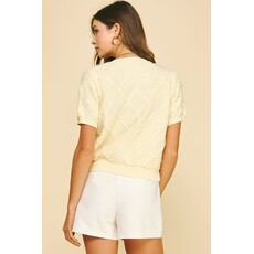 Pinch Pinch Textured Diamond Pattern Knit Cardigan