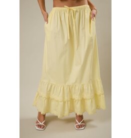 Sunday Edition Embroidered Hem Tiered Maxi Skirt