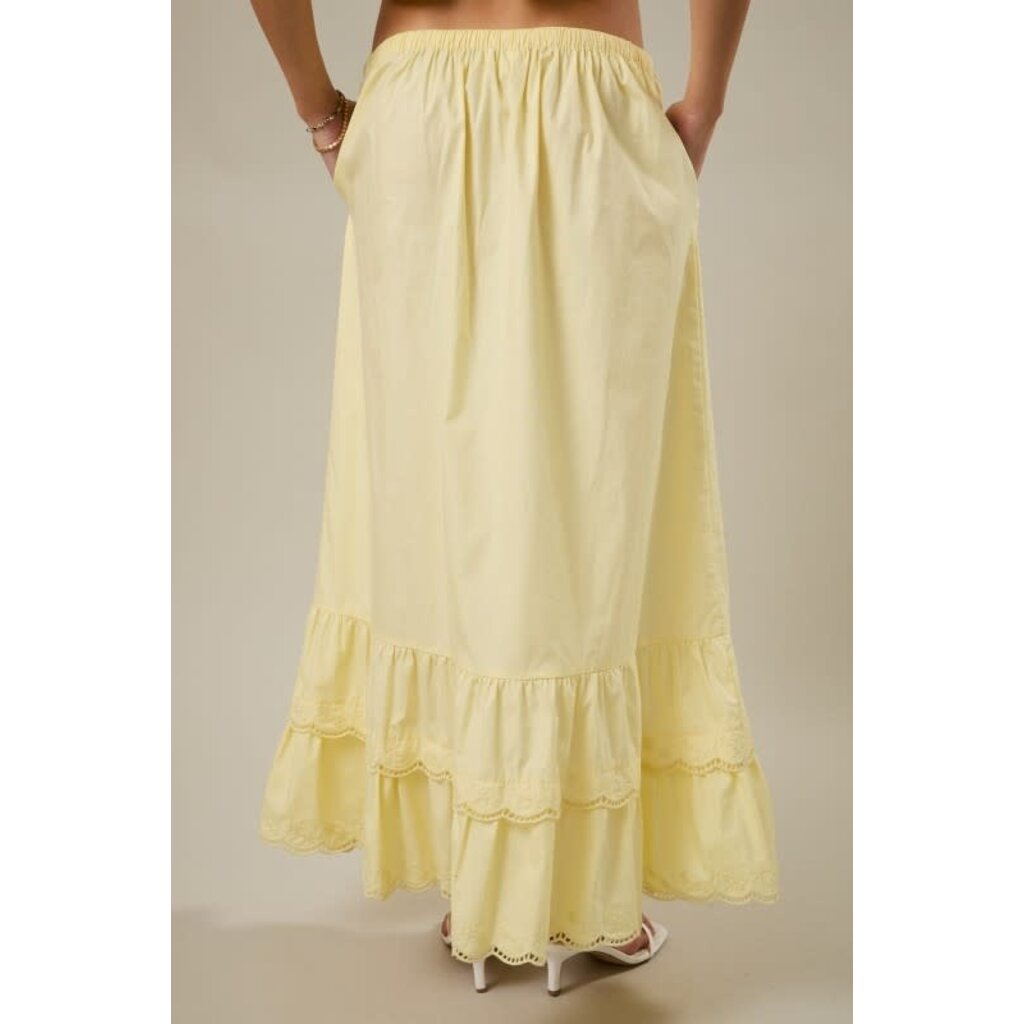 Sunday Edition Sunday Edition Embroidered Hem Tiered Maxi Skirt
