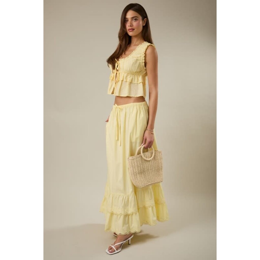 Sunday Edition Sunday Edition Embroidered Hem Tiered Maxi Skirt