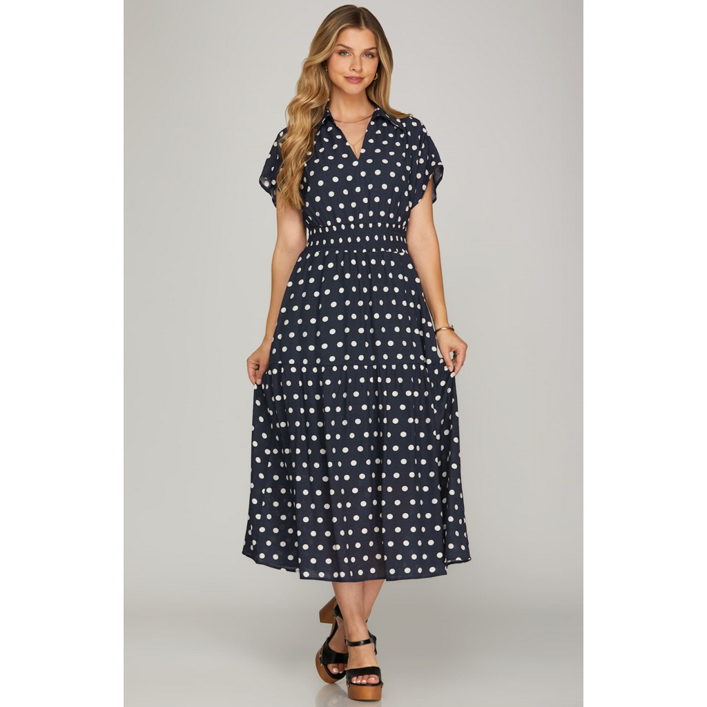 She + Sky She + Sky Woven Polka Dot Print Dress