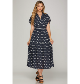 She + Sky Woven Polka Dot Print Dress
