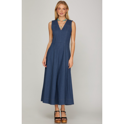 She + Sky Sleeveless Midi Dress with Pockets