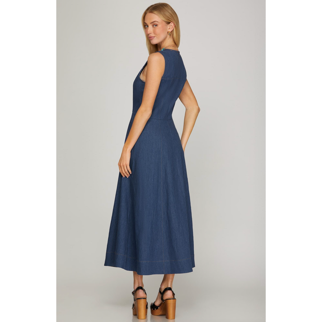 She + Sky She + Sky Sleeveless Midi Dress with Pockets