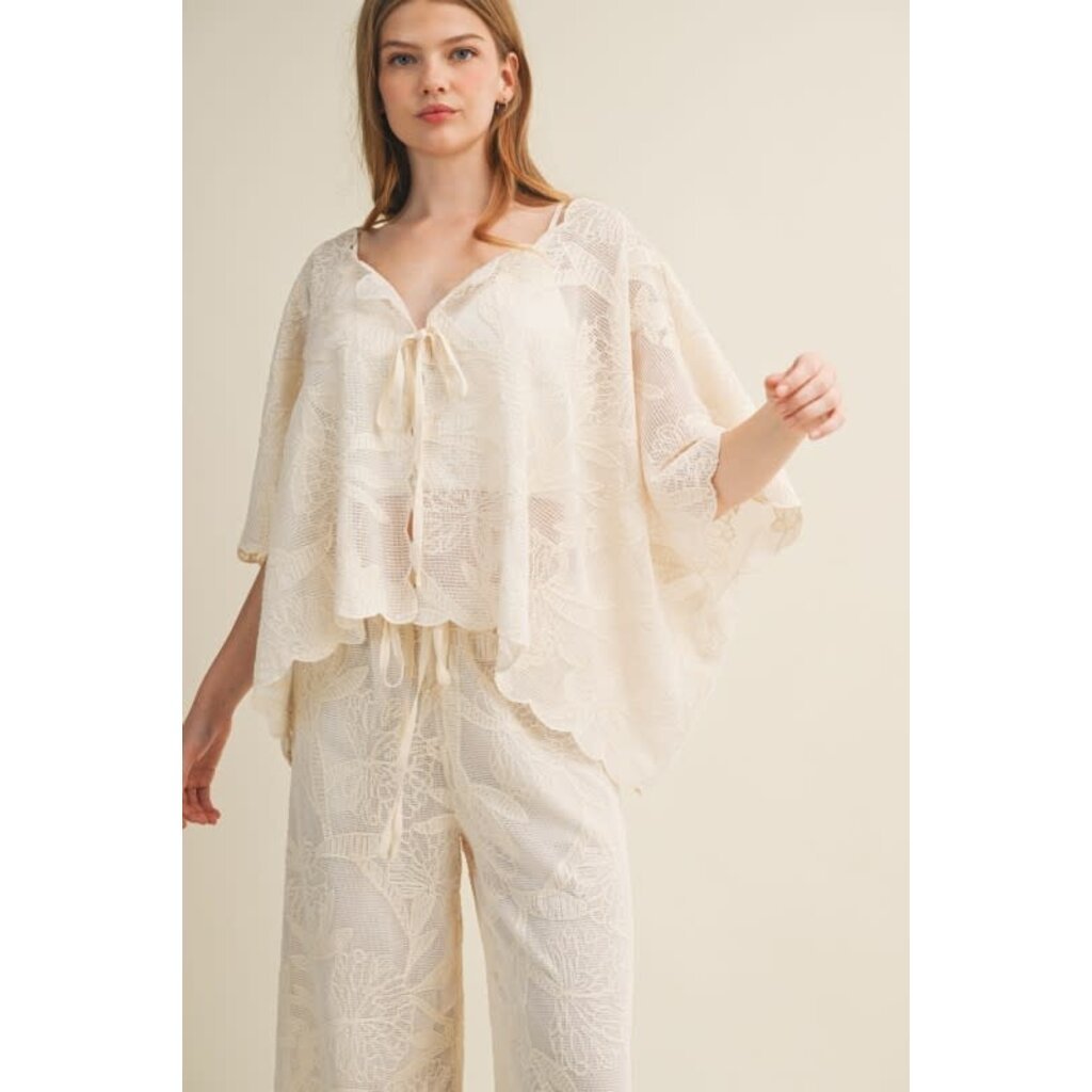 Mustard Seed Mustard Seed Faux Crochet Oversized Top