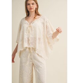 Mustard Seed Faux Crochet Oversized Top