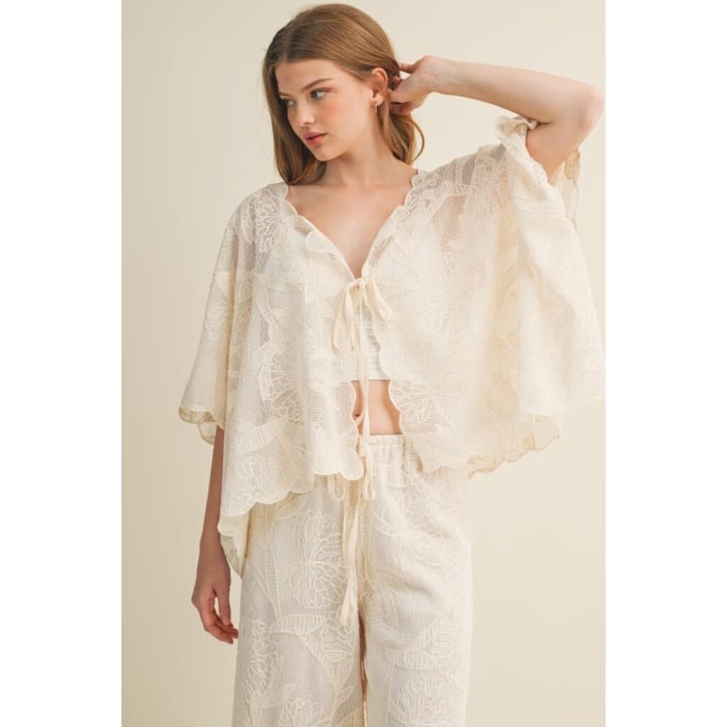 Mustard Seed Mustard Seed Faux Crochet Oversized Top