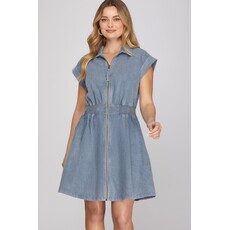She + Sky She + Sky Denim Zip Up Mini Dress
