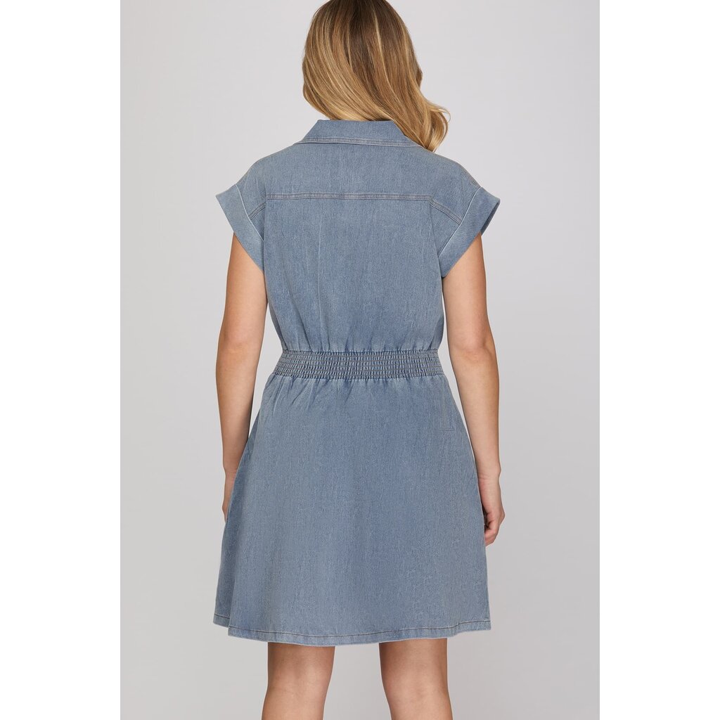 She + Sky She + Sky Denim Zip Up Mini Dress