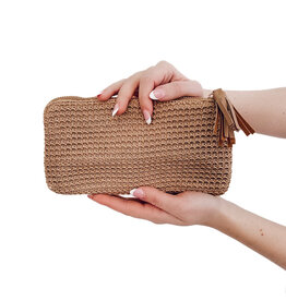 Pretty Simple Rome Raffia Clutch Card Wallet Wristlet