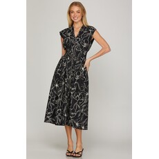 She + Sky She + Sky Drop Shoulder Midi Dress with Pockets