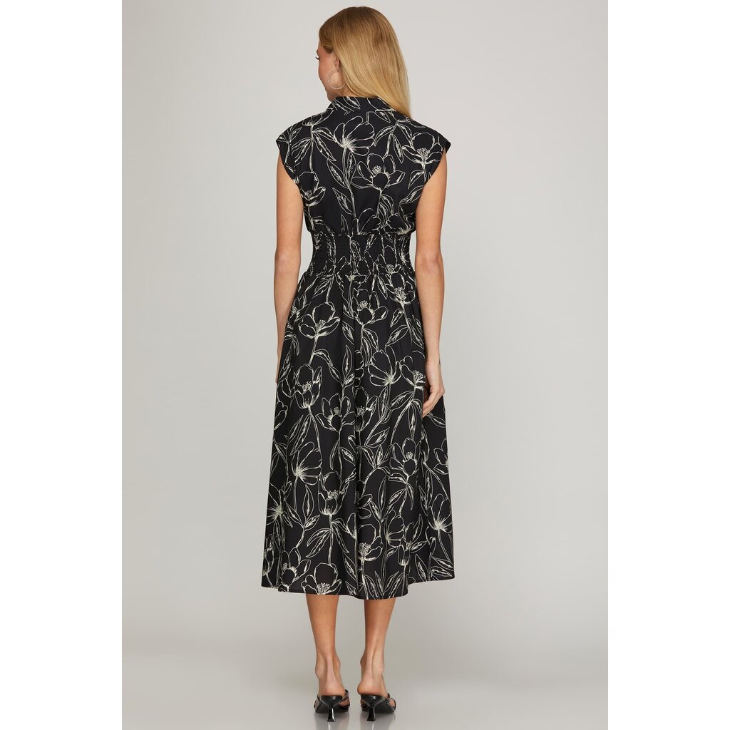 She + Sky She + Sky Drop Shoulder Midi Dress with Pockets