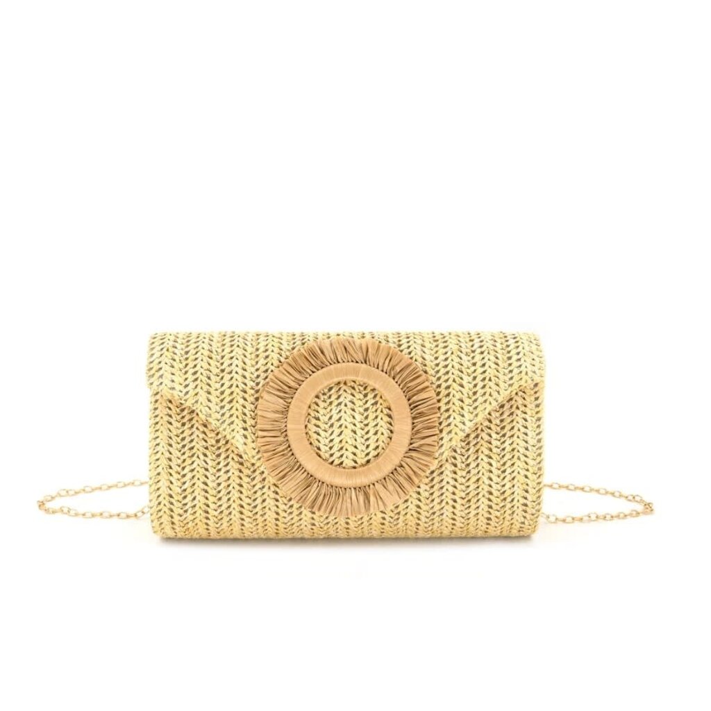 BC Bags BC Bags Straw Clutch with Crossbody Strap