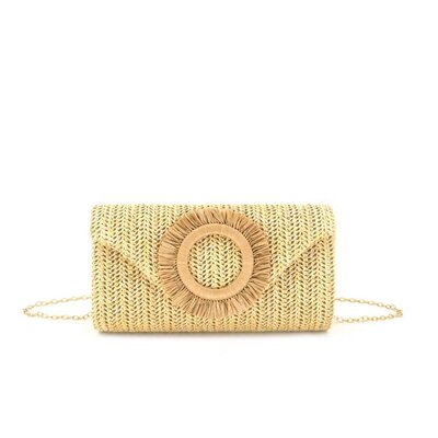BC Bags Straw Clutch with Crossbody Strap