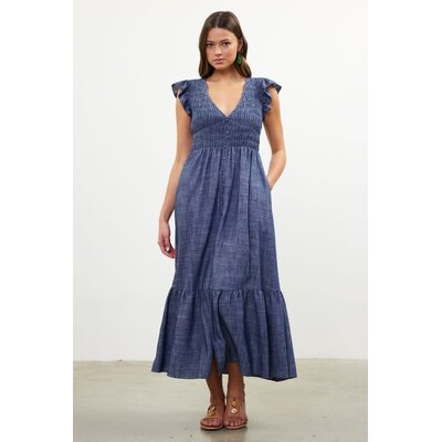 Skies Are Blue Smocked Bodice Tiered Dress