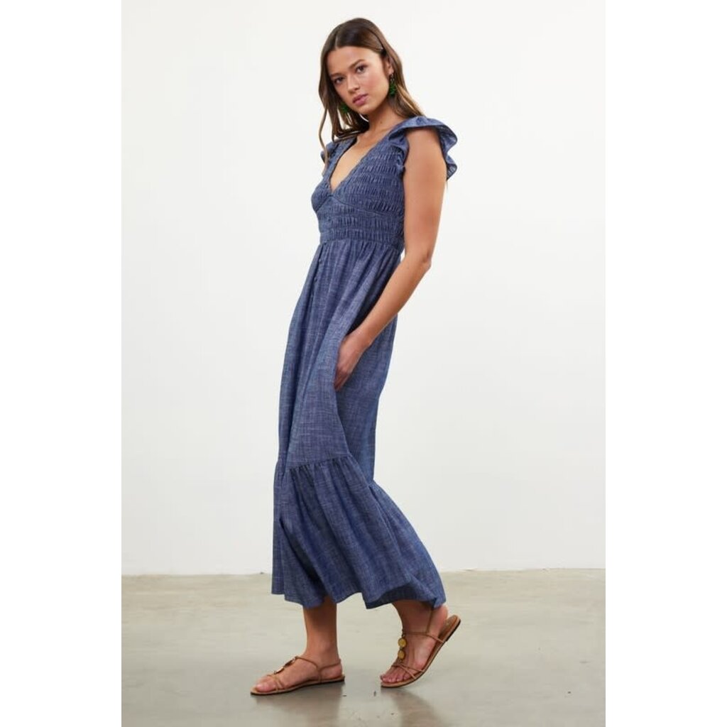 Skies Are Blue Skies Are Blue Smocked Bodice Tiered Dress