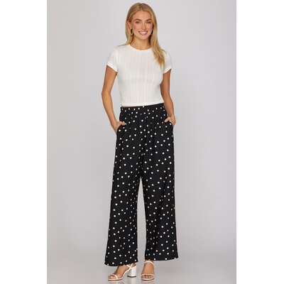 She + Sky Woven Polka Dot Print Pants
