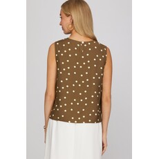 She + Sky She + Sky Sleeveless Woven Polka Dot Print Top