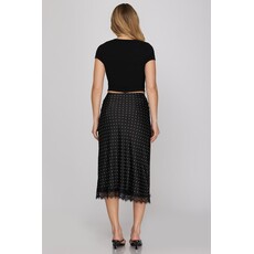She + Sky She + Sky Lace Hem Polka Dot Print Midi Skirt