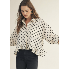 LovLov LovLov Polka Dot Ruffled Shirt Top