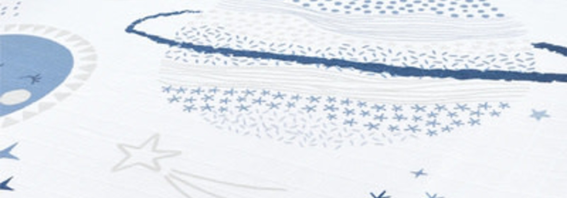 Drap contour en mousseline - Planètes bleues