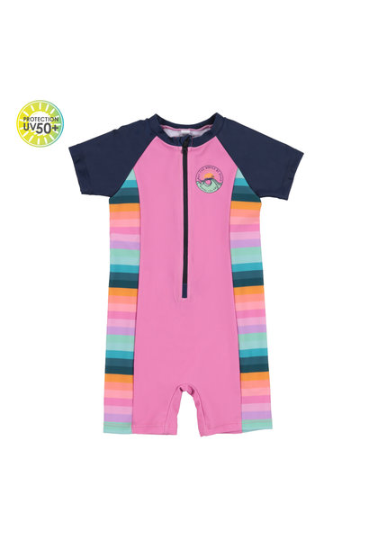 Maillot dermoprotecteur une-pièce - MINI FLAMANT ROSE