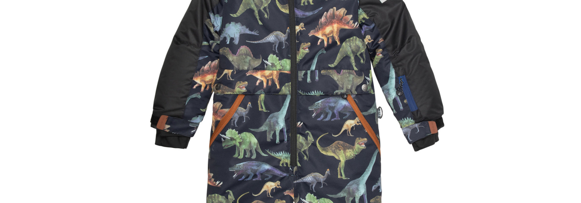 Habit de neige noir une pièce DEUX TONS - DINOSAURES