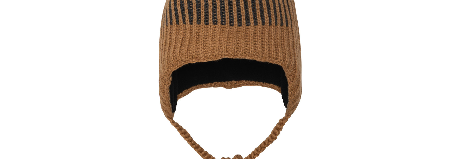 Tuque à oreilles en tricot - 2X2 BRUNE